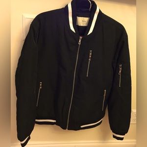 Weir, size S, black baseball jacket with zippers